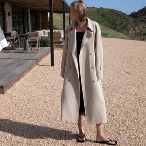 OAK + FORT Oversized Trench Coat in Beige XXS